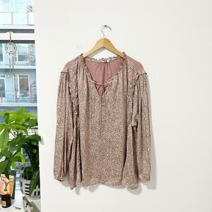 Anthropologie Dolan Pink Animal Print Long Sleeve Blouse Size 3X